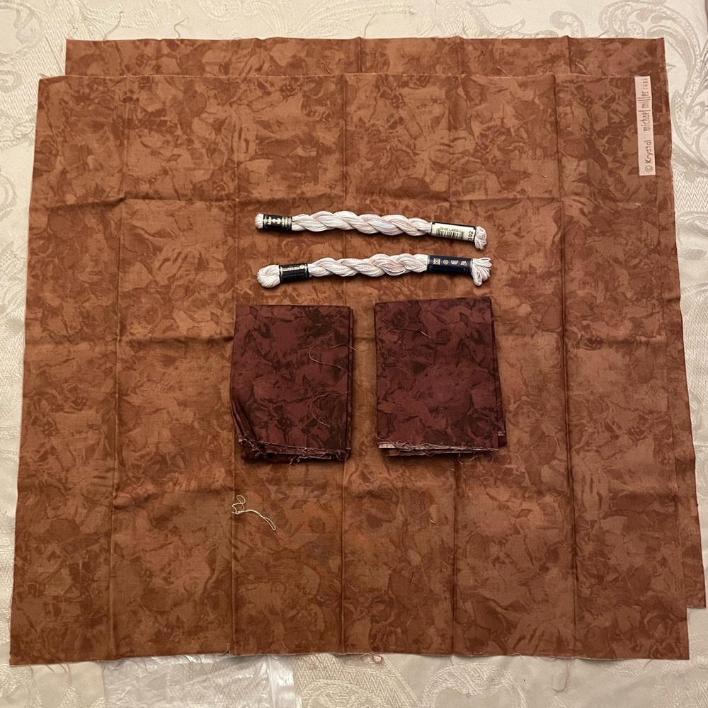 Michael Miller-KRYSTAL Four Fabric Samples 20x20 Chocolate Swirl + Anchor Cotton